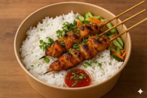 Asian meal on the wheel